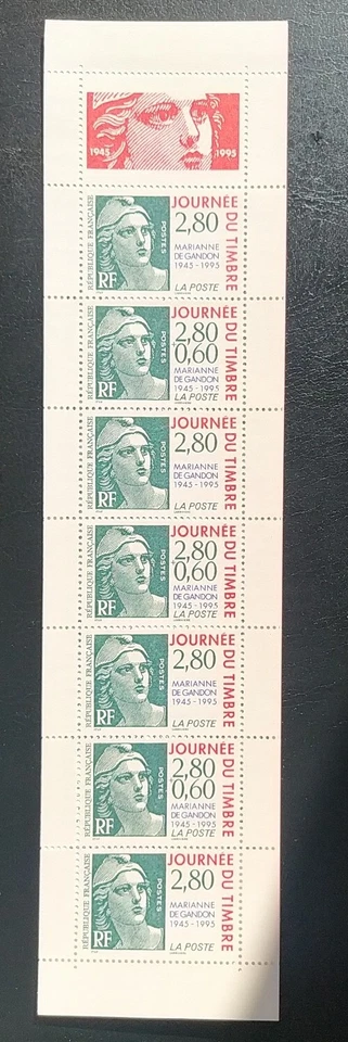 France 7 Timbres Carnet Journée Timbres Marianne De Gandon 1995 N° BC2935 Neuf** - Photo 1/2