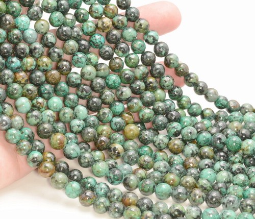 8MM Genuine African Turquoise Gemstone Grd AAA Round 15.5 Inch (80007353-277) - Picture 2 of 4