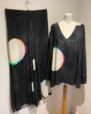 OZAI N KU matching outfit 2XL XL VGC co-ord pattern print trousers blouse set
