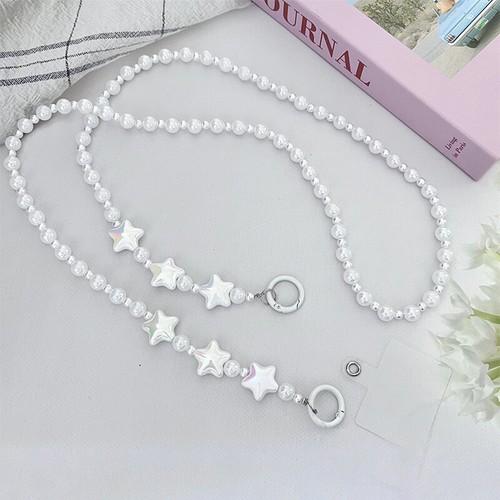 Long Crossbody Pear Bead Star Phone Chain Pendant For IPhone For Samsung Huawei - Zdjęcie 2 z 9