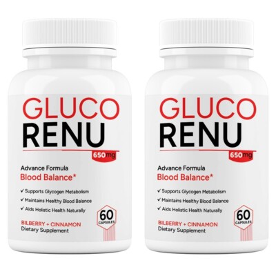 Gluco Renu Blood Sugar Balance Support, Advanced Blood Health Capsules (2 Pack)