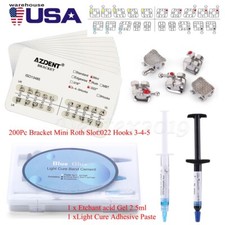 200Pc AZDENT Dental Orthodontic Bracket Braces/Adhesive Light Cure Blue Glue Kit