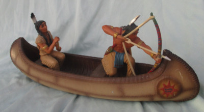 1 Kanu mit 2 Wildwest-Figuren -, fertig bemalt -Hobby -Auflösung