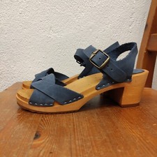 leather clogs sandals - swedish Handmade wood high heel clog Sweden peep toe