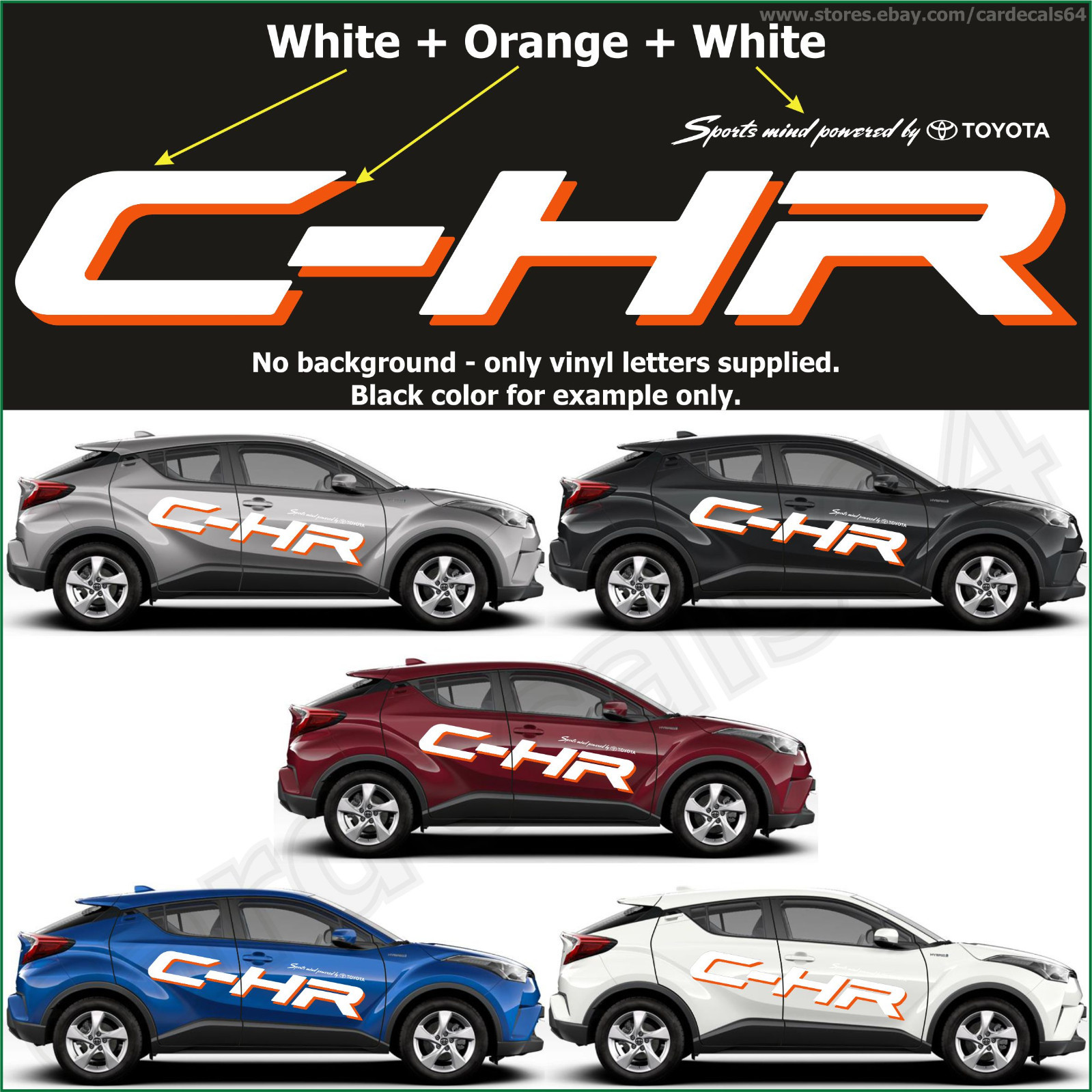 Toyota CHR / CHR Decal Sticker Banner Vinyl Emblem Logo (2 X 64") + (2