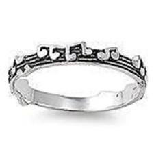 Sterling Silver Ring - Music Notes 3mm band Rings