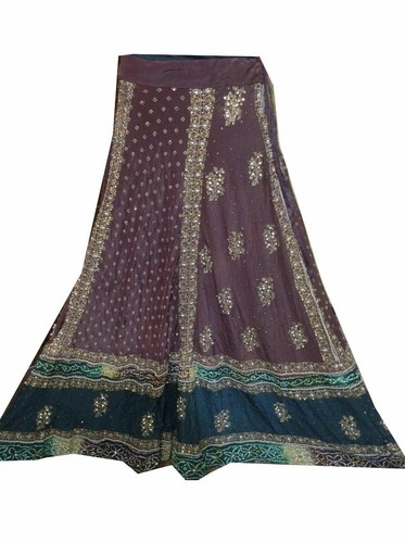 Om Vintage Indian Wedding Georgette Hand Beaded Brown Lehenga LP12 - Picture 4 of 9