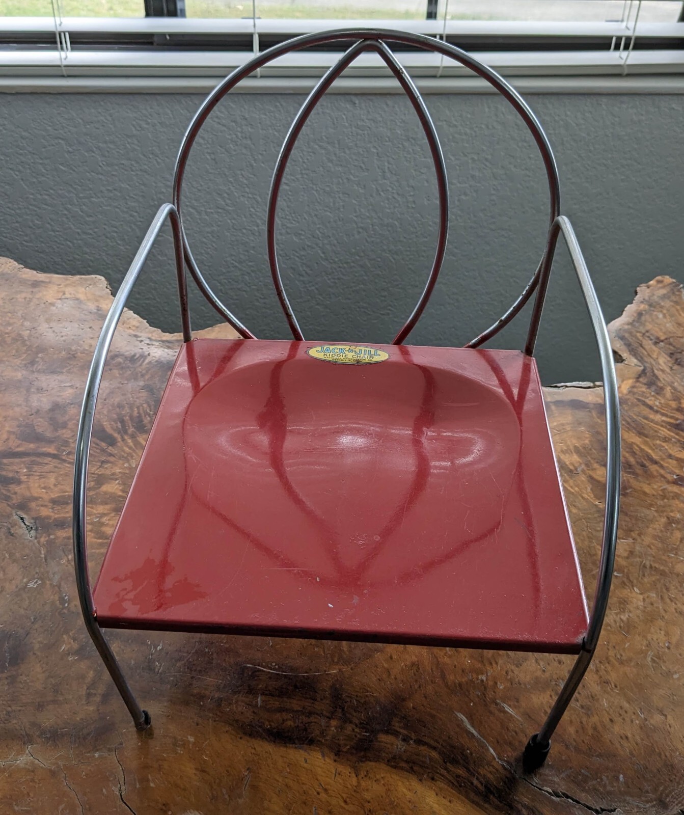 Vintage JackNJill Kiddie Chair Red Metal And Chrome eBay