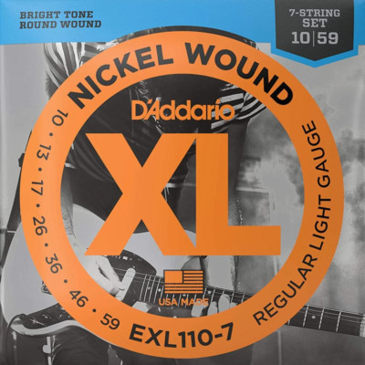 D'Addario EXL110-7 XL E-Gitarrensaiten - Regular Light - 10-59 für 7 Streifen