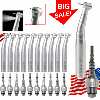 1-10 Dental High Speed Fiber Optic LED Handpiece /6 Hole Swivlel Coupler SA