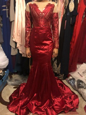 maroon dinner dress
