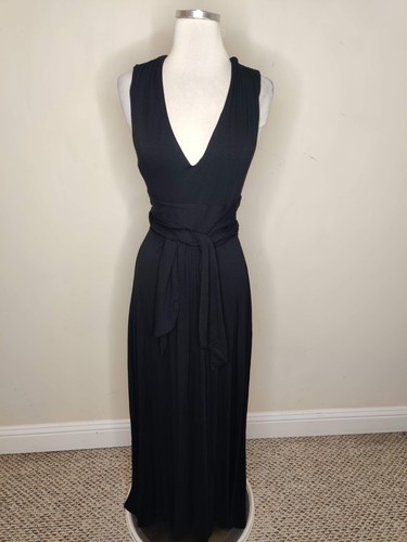 Vanessa Virginia Anthropologie Black Jersey Capuchina Maxi Dress Petite Small SP - Picture 2 of 10