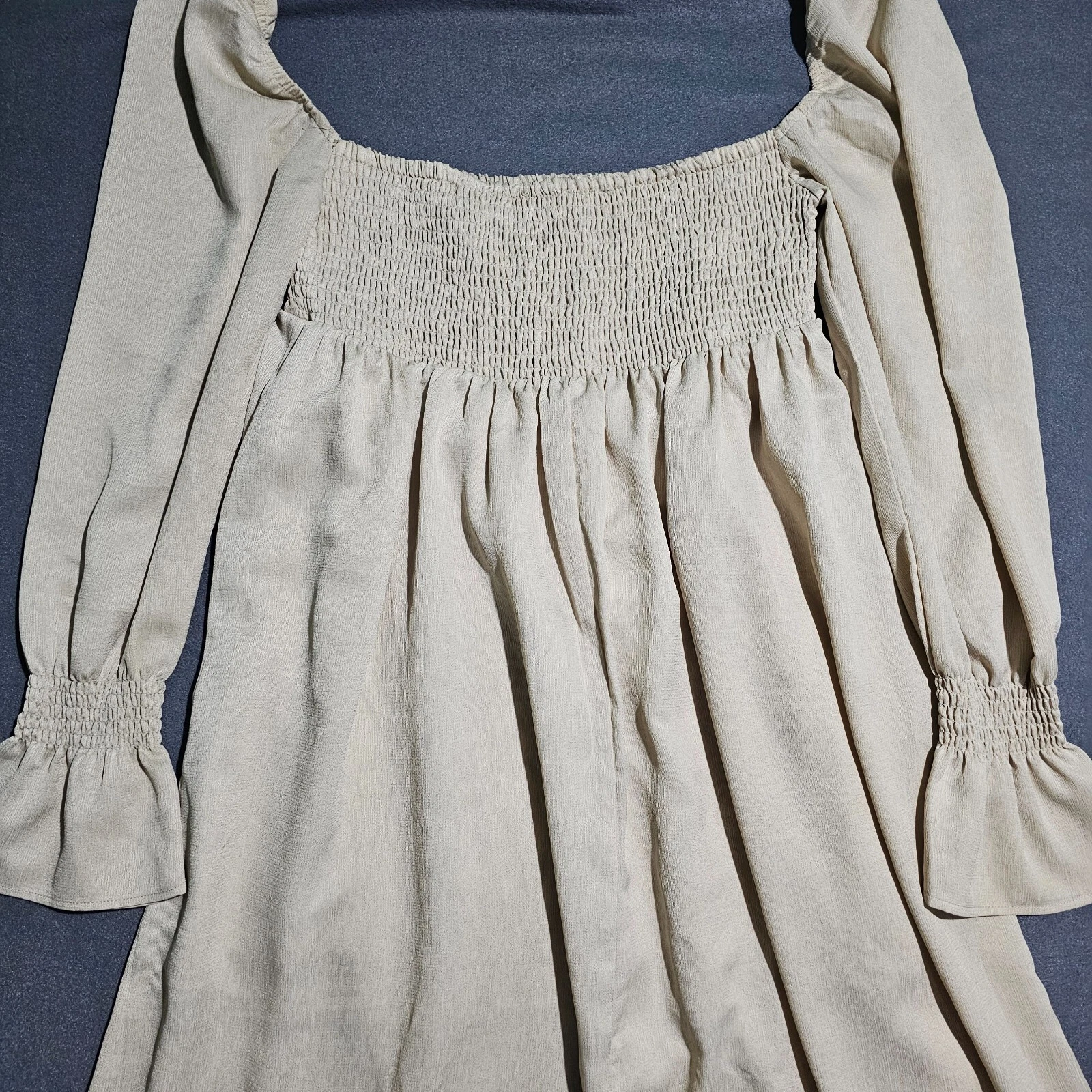 OFF WHITE Abito WeWoreWhat L bianco sporco maxi boho Y2K fiera contadina stravagante civetta strega