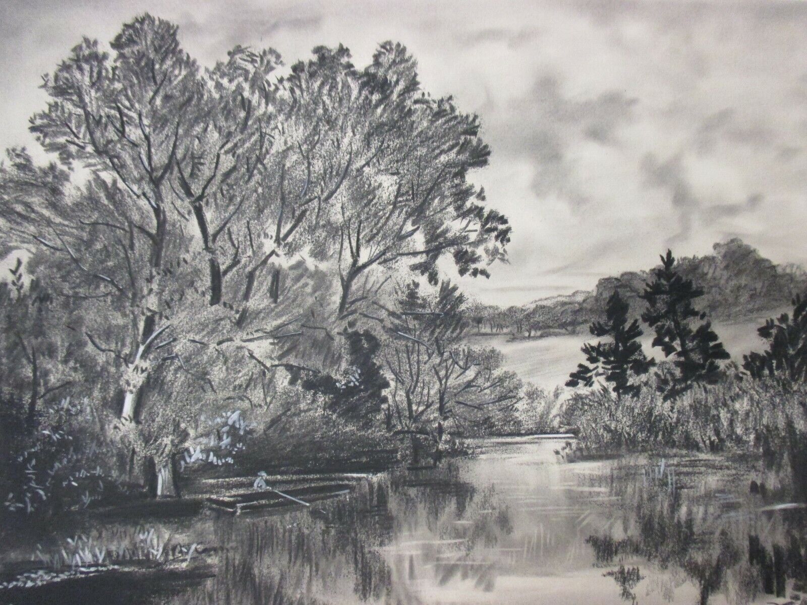 A beautiful painting of a lost wilderness with clear and realistic river