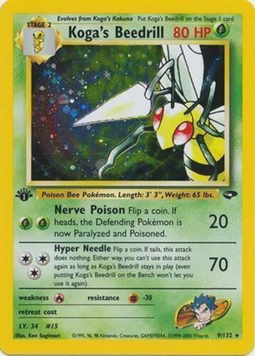 Koga's Beedrill - 9/132 - Pokemon Gym Challenge 1st Edition Holo Rare Card NM - Picture 1 of 1