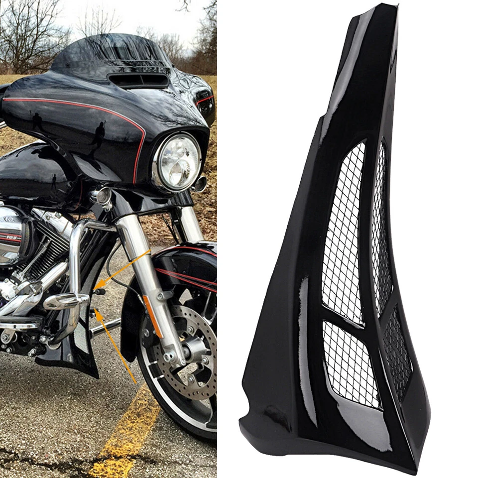 Alerón de barbilla negro vivo personalizado para Harley Touring Road King Street Glide Foto 4 de 4