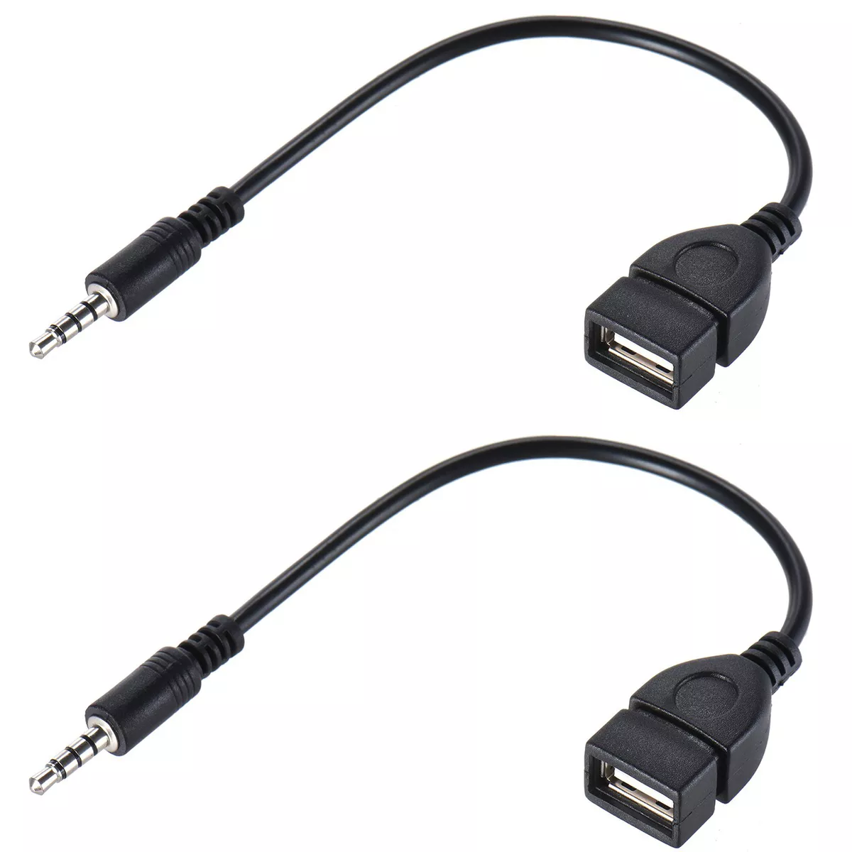 2x 3.5mm (1/8 inch) AUX Audio Plug Male to USB 2.0 Female OTG