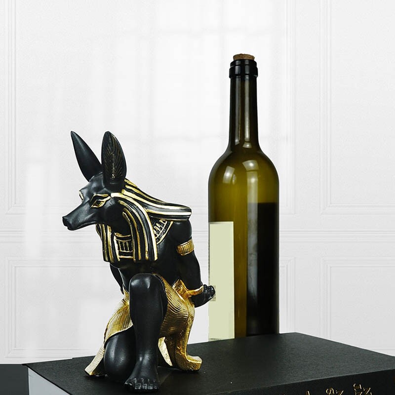 Resin Anubis God Wine Rack Figurines Modern Egypt Dog Miniatures