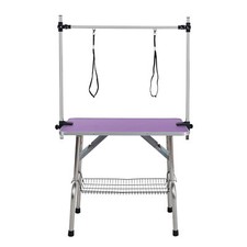 42in Folding Dog Pet Grooming Table Stainless Steel Frame Rubber Mat on Board