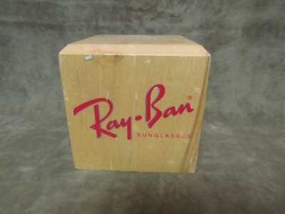 Vintage Ray-Ban Sunglasses Advertising Larger Size Square Wood Display Block # 1