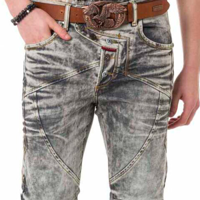 CIPO & BAXX SAND MENS JEANS DENIM THICK STITCH STRAIGHT CUT TRUE SIZES CD718