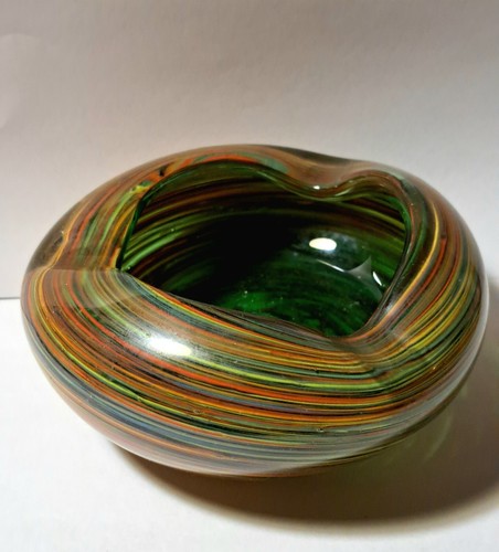 Vintage MURANO GINO CENEDESE ART GLASS DISH MID CENTURY MODERN COLORFUL STRIPES - Picture 16 of 21