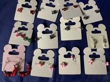 Disney Costume Jewelry Lot 12 Earrings Pierced New On Card Mickey Mouse Heads