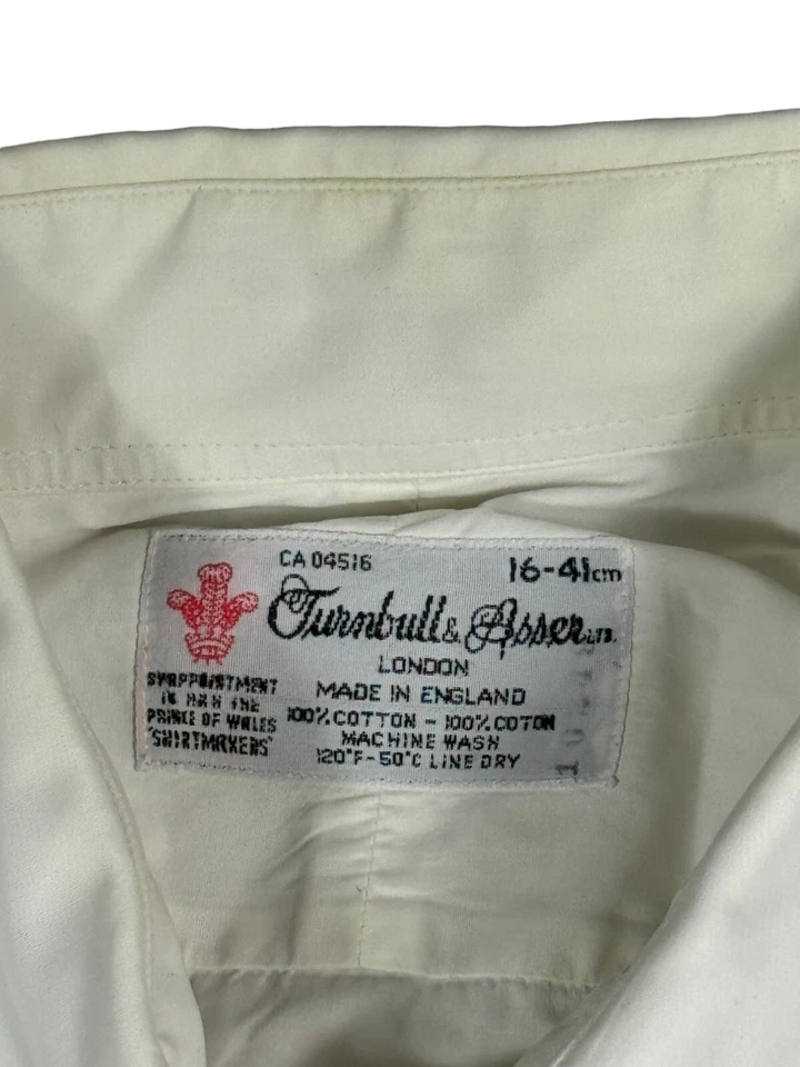 Turnbull & Asser Dress Shirt White Standard Cuff England 16 Nice. - Image 3 of 4