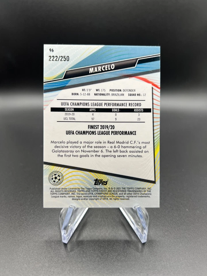 2020-21 Topps Finest UCL Marcelo Purple Refractor - #96  SP 222/250 - Image 2 of 2