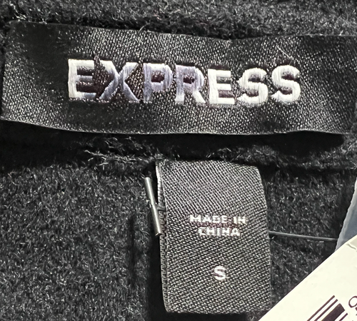 NEW EXPRESS SLIM SOLID BLACK WOOL BLEND HAND FINISHED BLAZER JACKET SZ SMALL - Picture 6 of 11