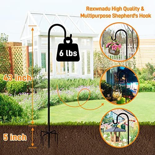 2 Pack Shepherds Hook 48 Inch Tall Bird Feeder Pole Shepards Hooks for Outdoor - Picture 3 of 7