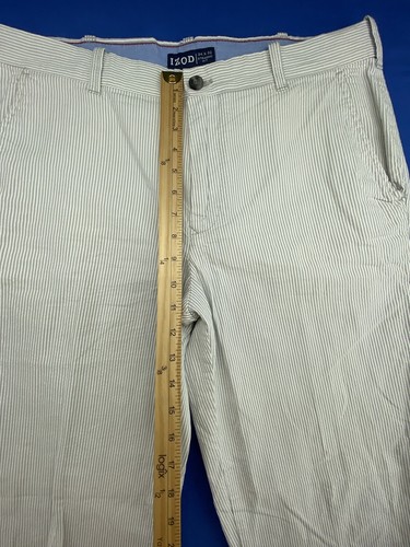 IZOD Straight Fit Pants Men’s Size 34X32 Blue White Stripe Chinos Preppy Golf - Picture 6 of 14