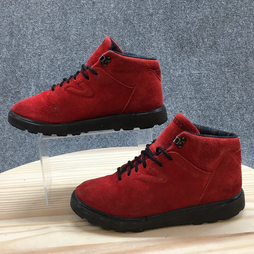 Botas Tretorn para mujer 6.5 B informales con cordones botín al tobillo rojo gamuza cuero planos Foto 2 de 4