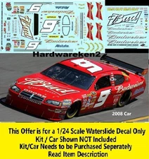 NASCAR DECAL # 9 BUDWEISER 2008 -2009 DODGE CHARGER KASEY KAHNE JWTBM 1/24