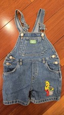 Vintage Sesame Street Boy /Girl Size 2T Shorts Bib Overalls Big Bird Y2K 90  s