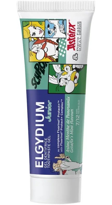Dentifrice Elgydium Astérix Junior menthe de Panoramix 50ml rituel brossage lot de 3