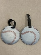 2 Graphics & More Baseball Round Leather Luggage Id Tag Suitcase Carry-on, Black