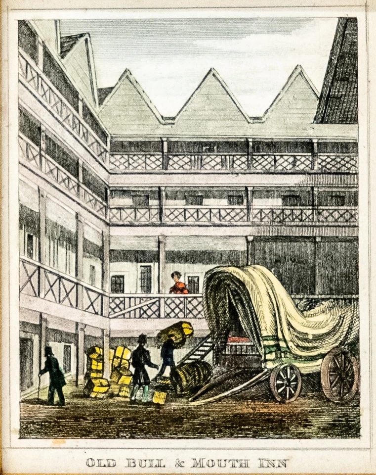 Miniatur Stahlstich London koloriert um 1840 mit Rahmen - Bild 2 von 2