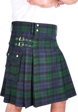 Scottish Black Watch Union Style Utility Kilt Made Of Tartan Fabric With Belt