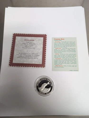 Channel Bass National Fishing Grand Slam 1 oz .999 Silver Round proof Coin