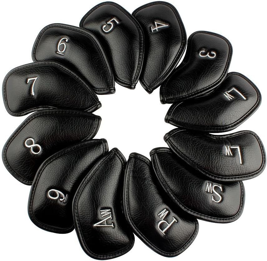 12pcs Thick Synthetic Leather Golf Iron Head Covers Set Head