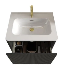 U056-Etna24W-308 24" Striped Brushed Black Oak Floating Bathroom Vanity with