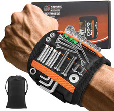 Magnetic Wristband with 15 Strong Magnets for Holding Screws, Nails, Drill Bits,