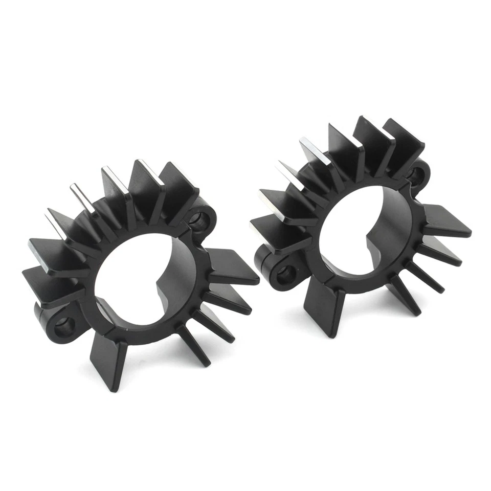 2x Black Exhaust Head Heat Sink Cooling Fin Clamps For Street Twin Bobber T120 - Image 2 of 4