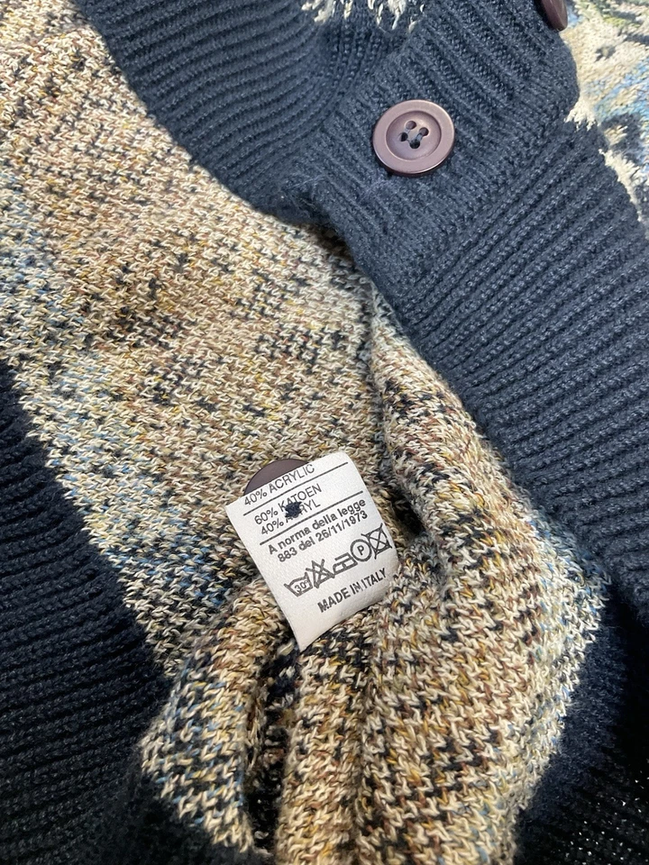 Chaleco Suéter Estilo Coogi Vintage Talla L Hecho en Italia Tejido Abstracto Hip Hop Años 90 Foto 4 de 4