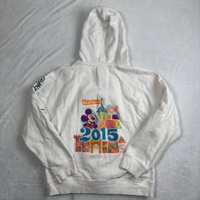 2015 Disney Parks Full Zip Embroidered White Hoodie Women's Medium Has Stains