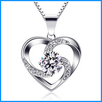 Silber 925 Halskette Damen Mit Herz AnhäNger, Zirkonia, 45 Cm, Geschenk