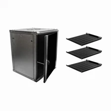 15U IT Wall Mount Network Server Data Cabinet Enclosure 24-inch Depth w/shelves