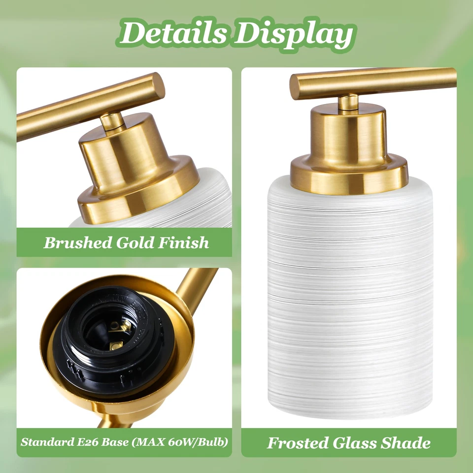 Luz de tocador LED dorada de 24" 4 luces para lámpara de pared con espejo de baño accesorio moderno Foto 3 de 4