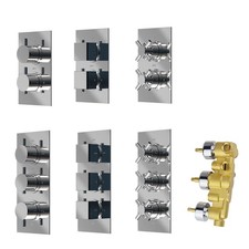 Concealed Thermostatic Shower Mixer Valve 1 / 2 / 3 Way Outlet Chrome Brass 